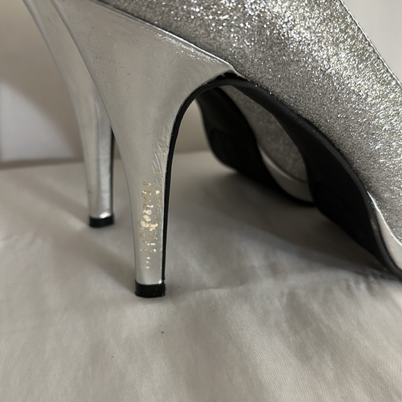 Rampage Silver Sparkle Peep Toe High Heels - Picture 6 of 9